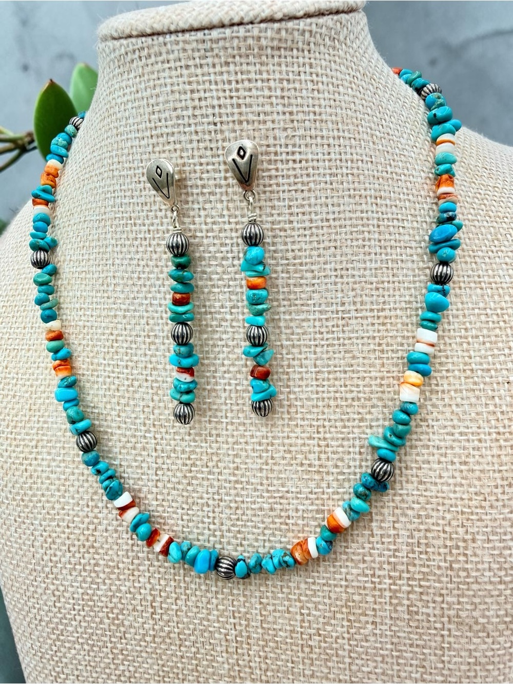 Carolyn Pollack Relios Turquoise Spiny Oyster Sterling Silver Necklace & Earring - Picture 5 of 17